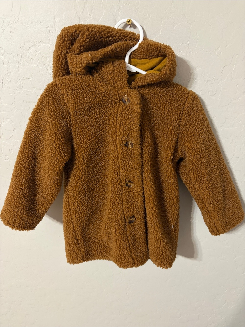 SHEIN Kids Teddy Hooded Puffer Coat - Chestnut